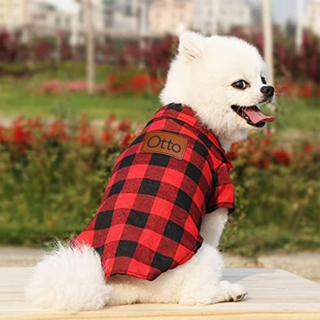 Personalized Leather Patch Pet Shirt | BKPet152
