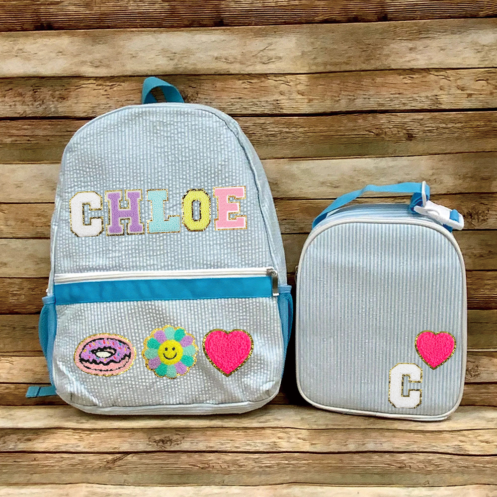 Personalized Kids Seersucker Backpack Insulation Lunch Box