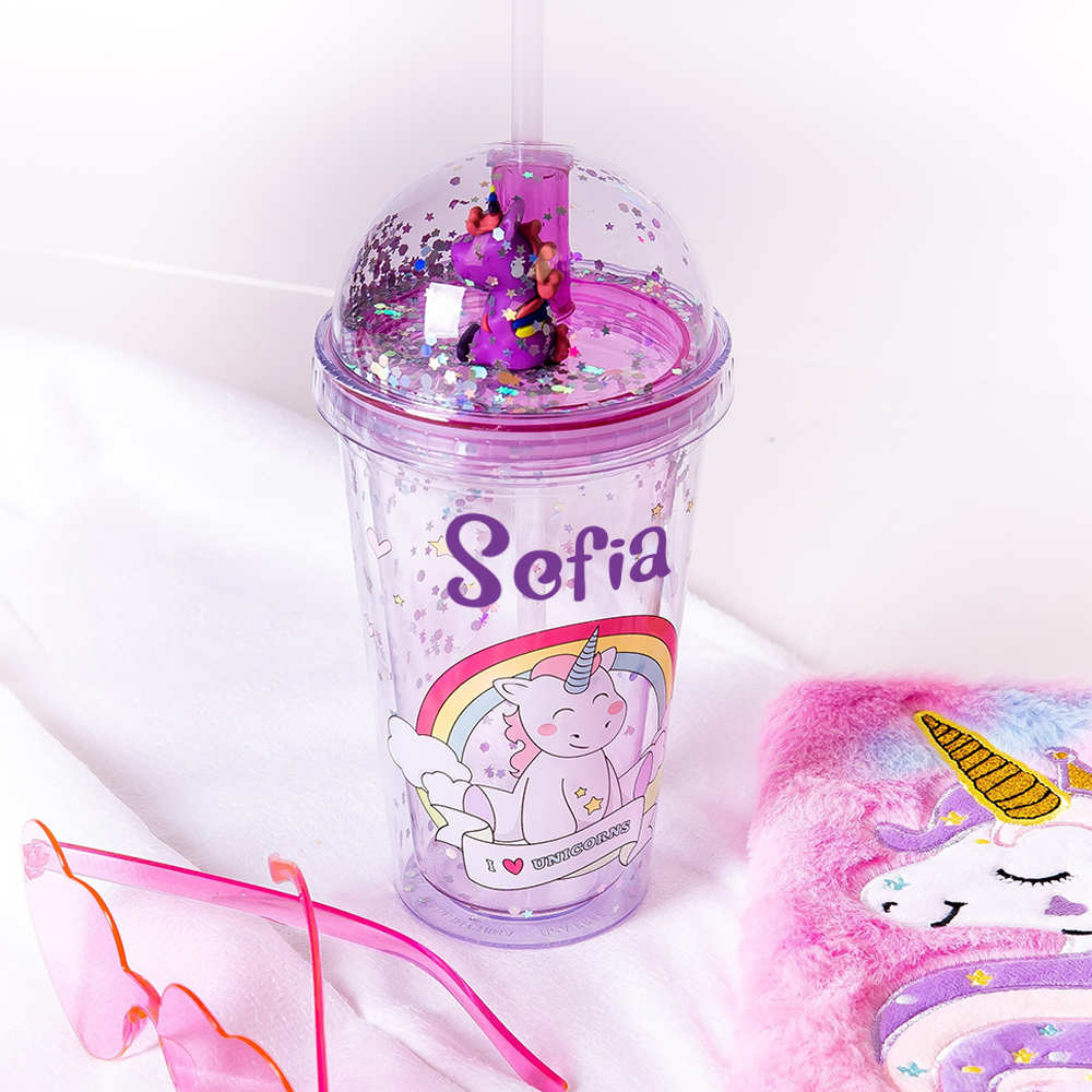 Personalised BPA Free 15oz Kid Unicorn Tumblers Bottles | YouBottle69