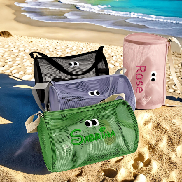 Personalized Summer Seashell Zipper Mesh Beach Bag | CWBeach196