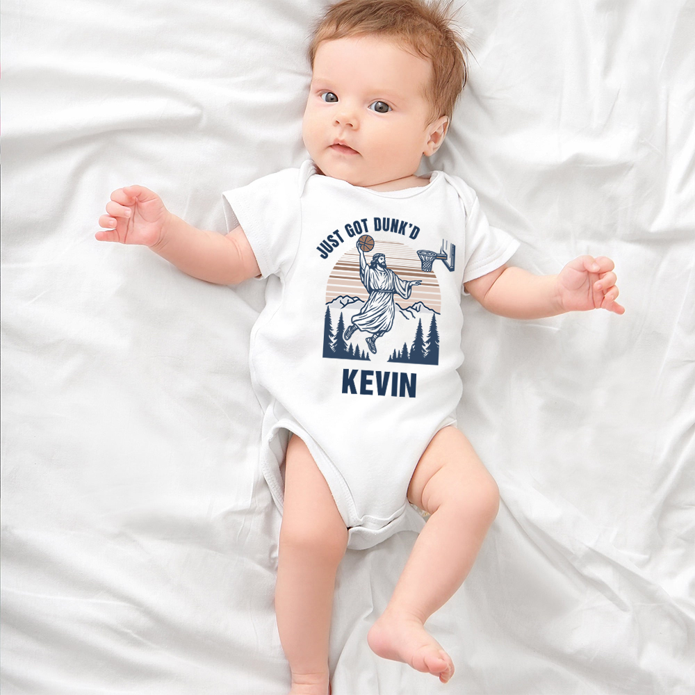 Personalized Baby Just Got Dunked Funny Baptism Shirts | CWBaby269