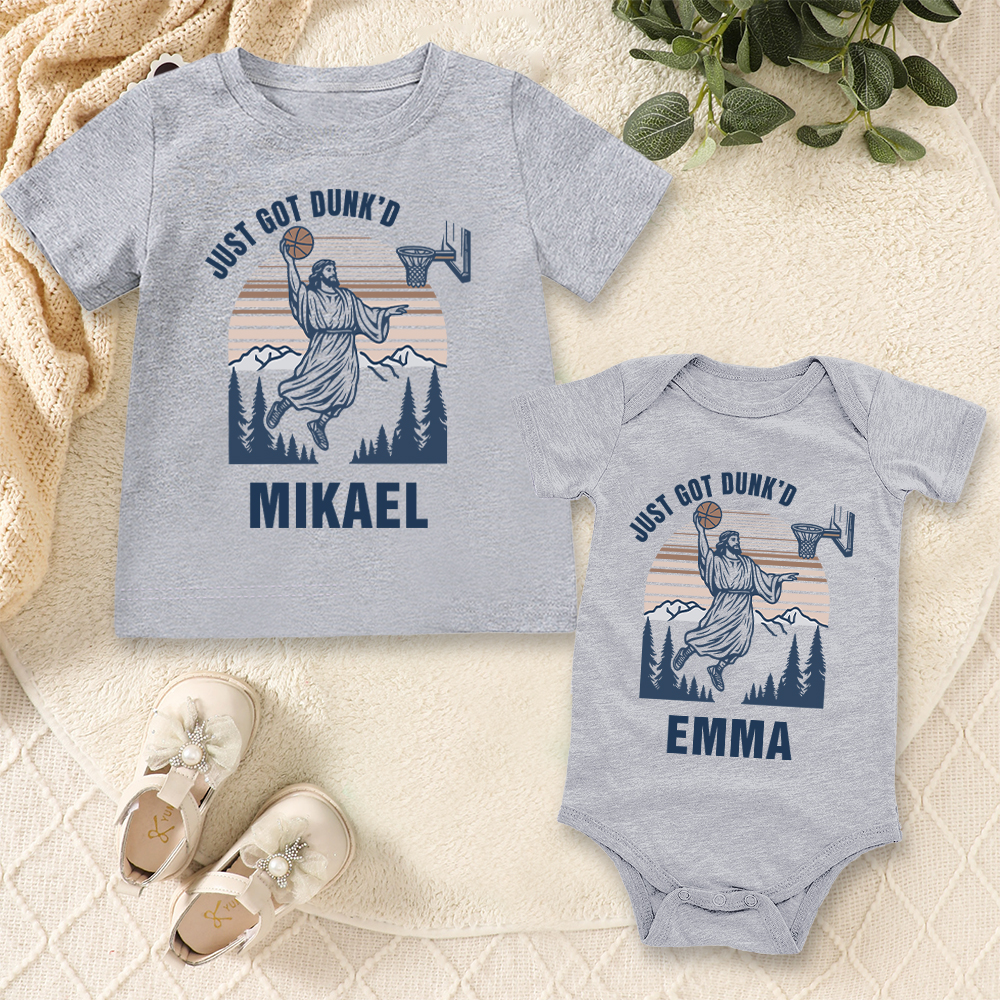 Personalized Baby Just Got Dunked Funny Baptism Shirts | CWBaby269