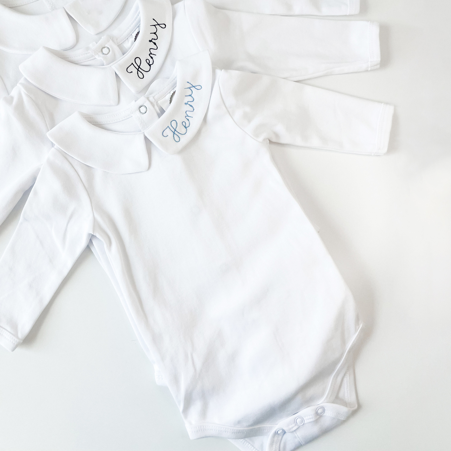 Personalized Baby Embroidered Peter Pan Collar Romper | CWBaby272