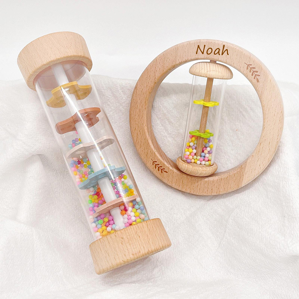 Personalized Baby Wood Rattle Sensory Toy | CWToy135