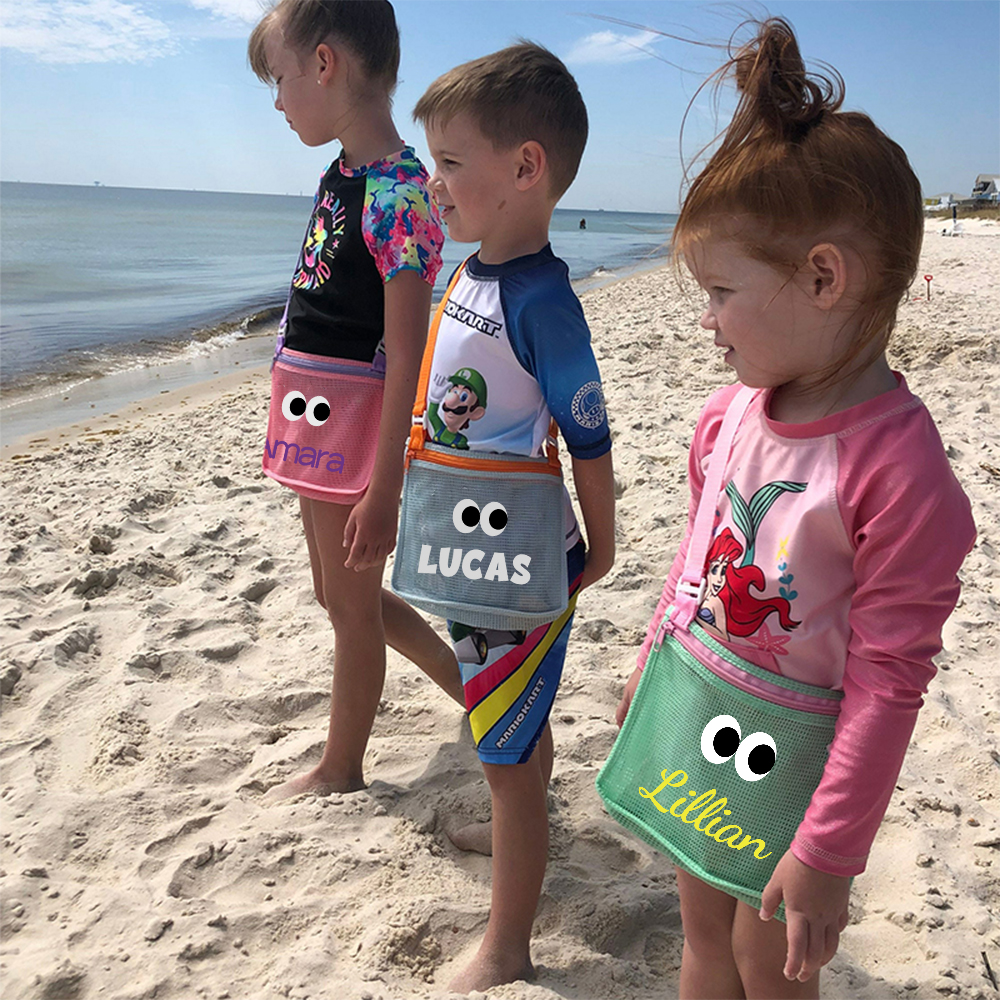 Personalized Seashell Zipper Mesh Beach Bag | CWBeach0101