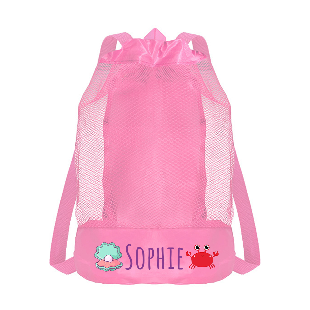 Personalized Mesh Adjustable Drawstring Beach Backpack | CWBeach198