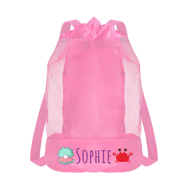 Personalized Mesh Adjustable Drawstring Beach Backpack | CWBeach198
