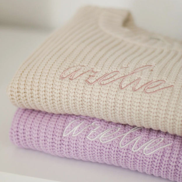Personalized embroidered Name Baby Sweater Romper | CWBaby278