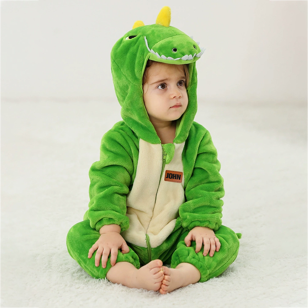 Personalized Leather Patch Baby Animal Warm Onesie  | CWBaby284