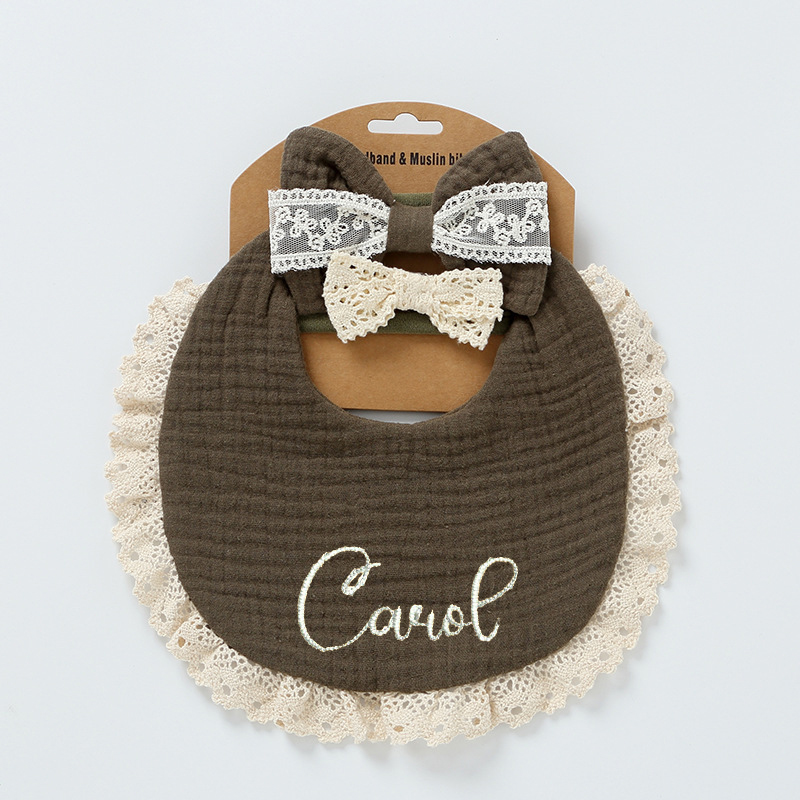 Personalized Embroidered Baby Bibs Headband Set | CWBaby29
