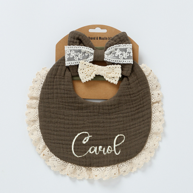 Personalized Embroidered Baby Bibs Headband Set | CWBaby29