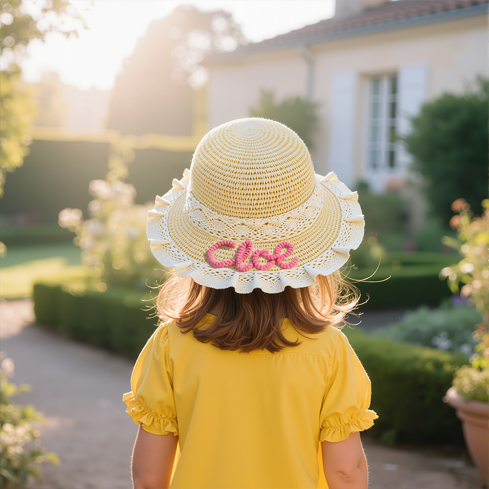 Personalized Summer Hand Embroidered Straw Hat | CWBeach202