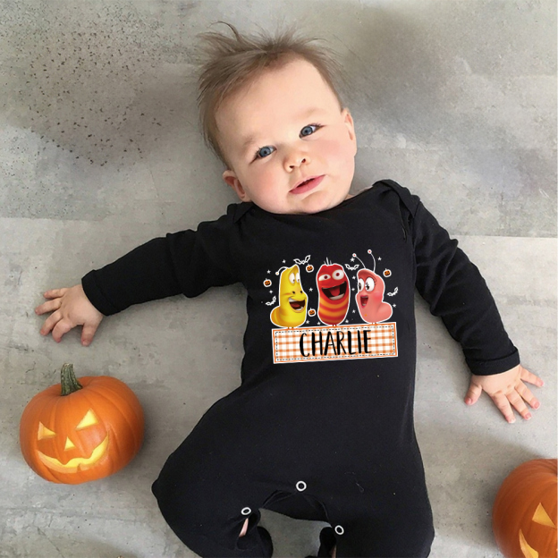 Personalized Larva's Halloween Funny Baby Romper | Larva11