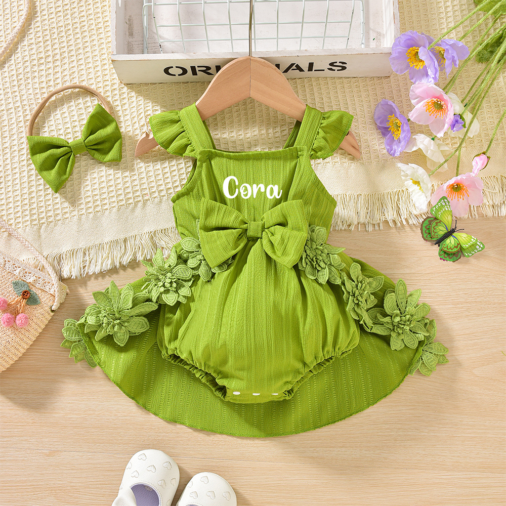 Personalised Lovely Lace Flower Baby Girl Princess Dress | CWBaby294