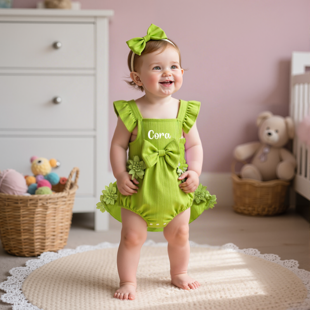 Personalised Lovely Lace Flower Baby Girl Princess Dress | CWBaby294