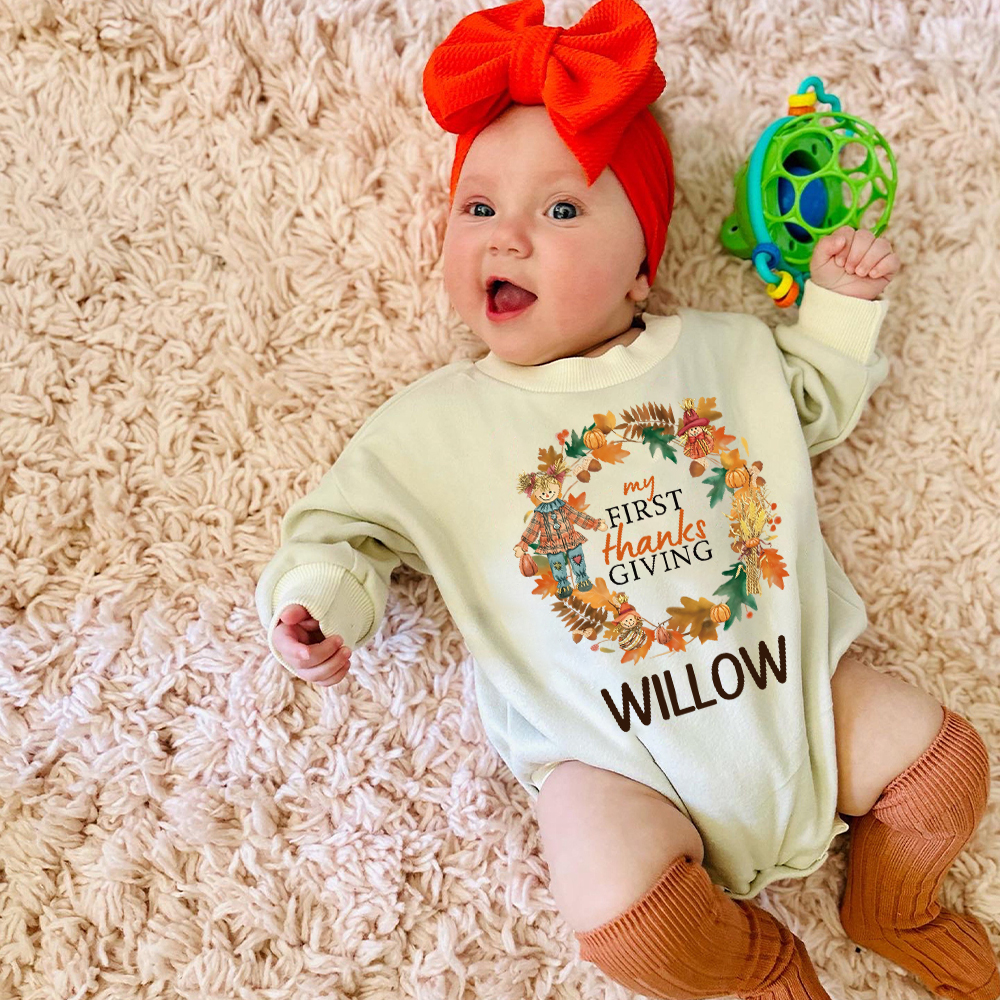 Personalized Thanksgiving Baby Girl Outfit | CWThanks01