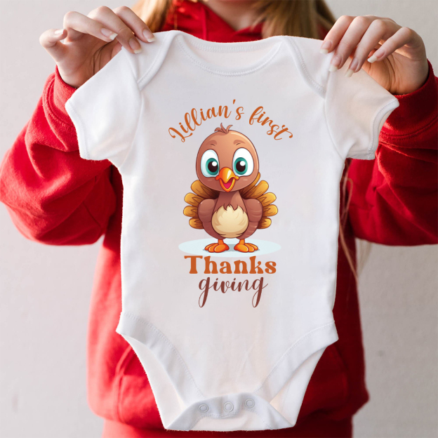 Personalized Baby Romper with Bib Set For Thanksgiving Party | CWThanks03