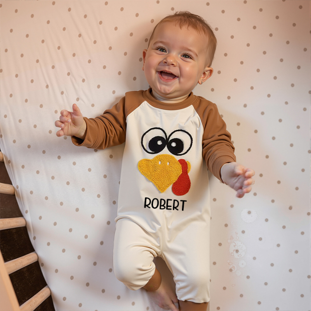 Personalized Baby Lovely Thanksgiving Turkey Romper | CWThanks04