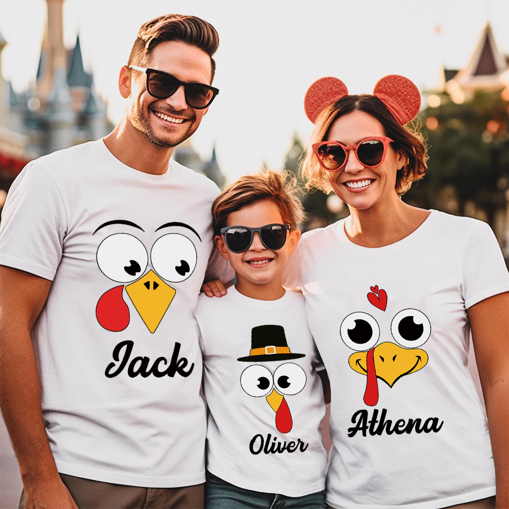 Personalized Funny Turkey Face Family Matching Shirt | CWThanks07