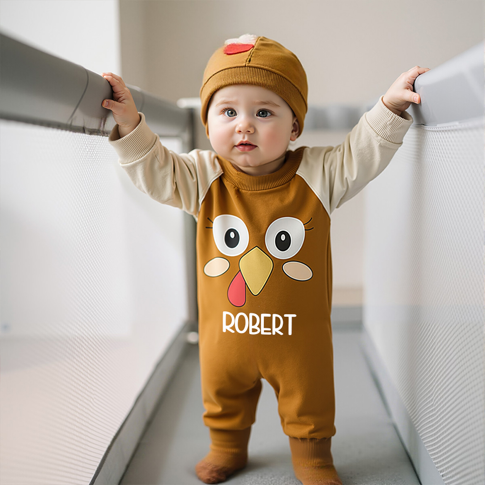 Personalized Baby Thanksgiving Turkey Romper with Hat | CWThanks10