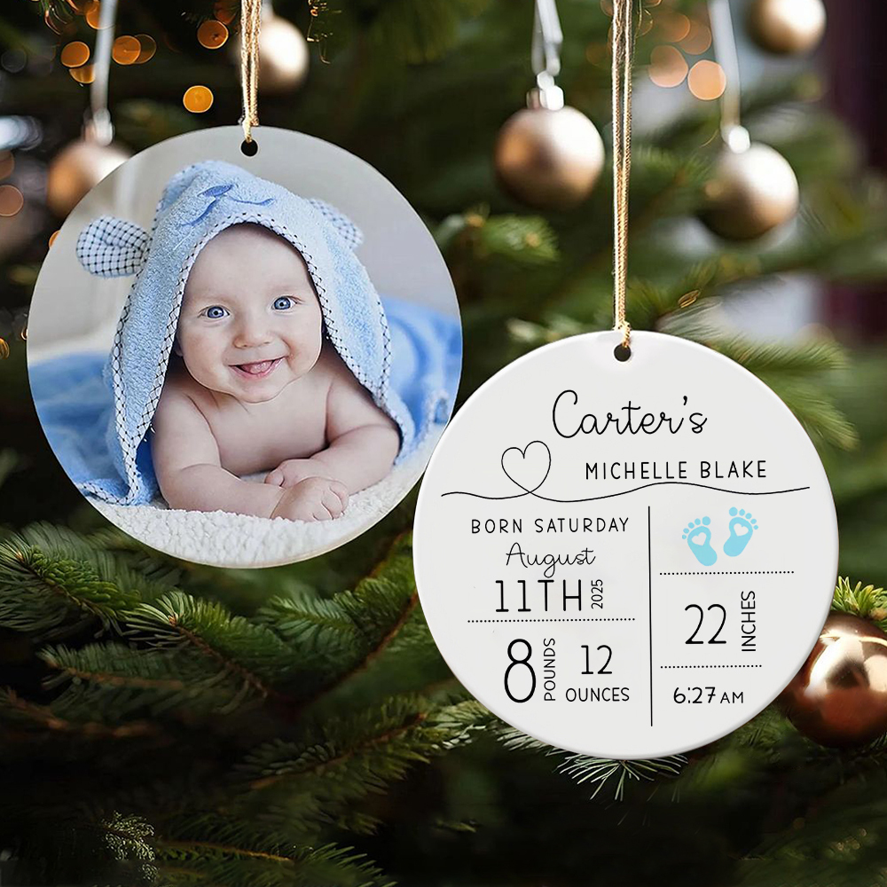 Personalized Baby Birth Stats Announcement Ornament | CWBaby298