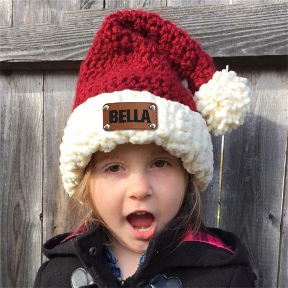 Personalized Leather Patch Christmas Santa Hat | MCGift115