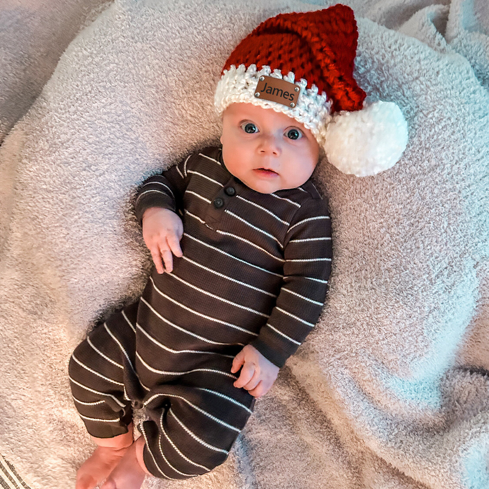 Personalized Leather Patch Christmas Santa Hat | MCGift116