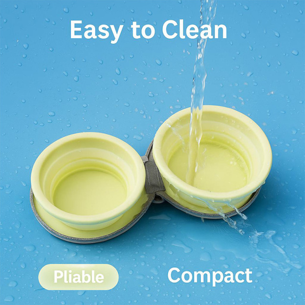 Personalized Collapsible Portable 2-in-1 Food & Water Dish Dog Bowl | BKPet214