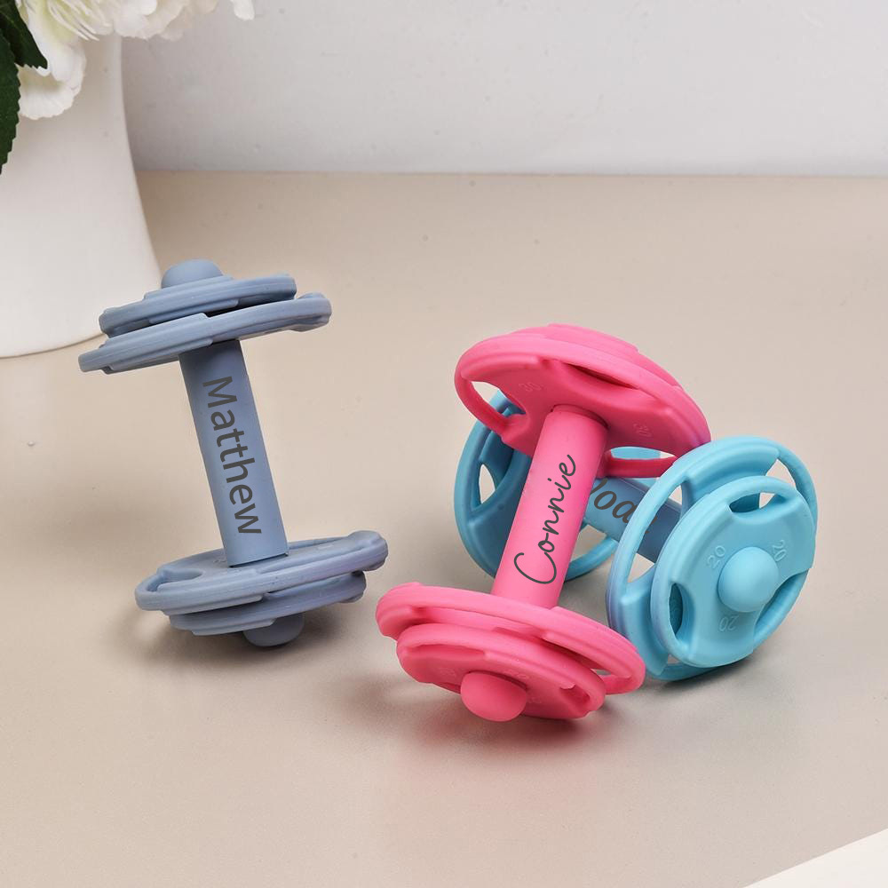 Personalized Miniature Baby Kettlebell & Barbell Gripping Toys | CWToy149