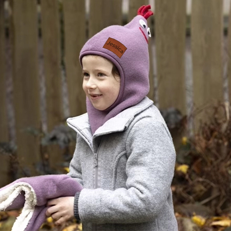 Personalized Leather Patch Wool Rooster Balaclava Hats | HSKid59