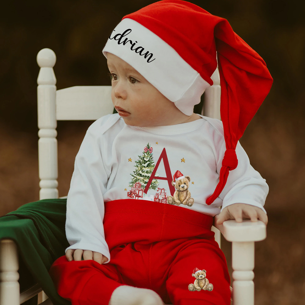Personalized Baby 1st Christmas Ropmer Onesie Set | MCGift129