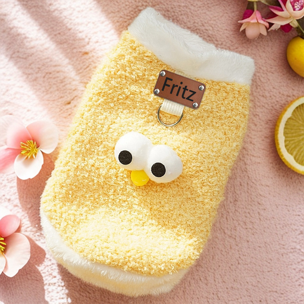 Personalized Leather Patch Lovely Pet Soft Plush Vest | BKPet216