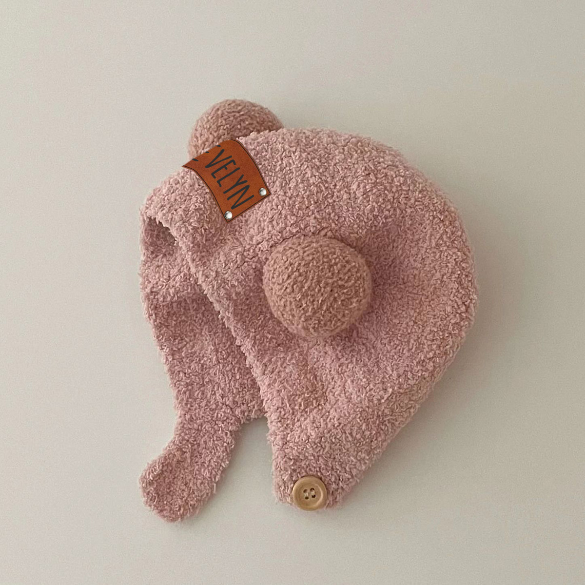 Personalized Leather Patch Cuddle Cub Knit Cap | HSKid60