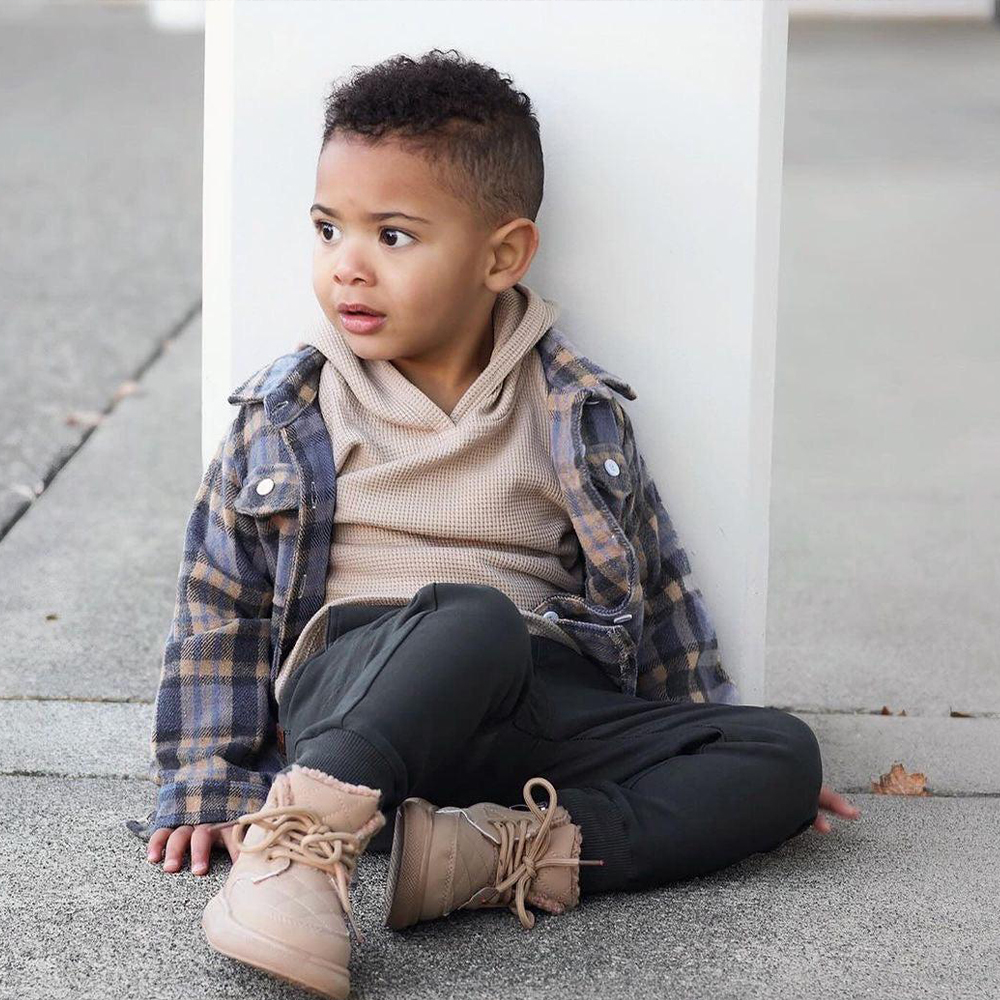 Personalized Leather Patch Kids Flannel Jacket | inJacket15