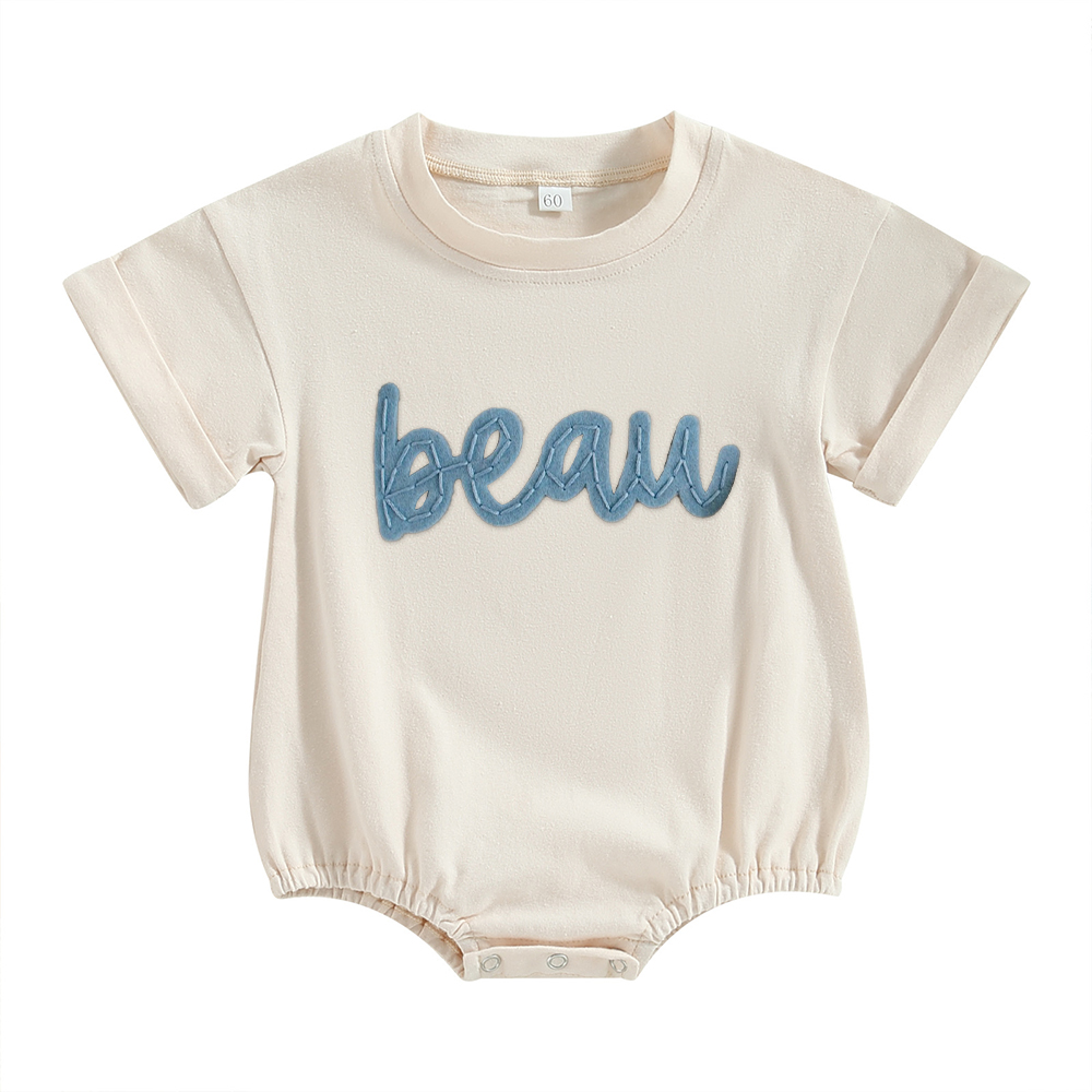 Personalized Baby Hand Embroidered Felt Romper | CWBaby301