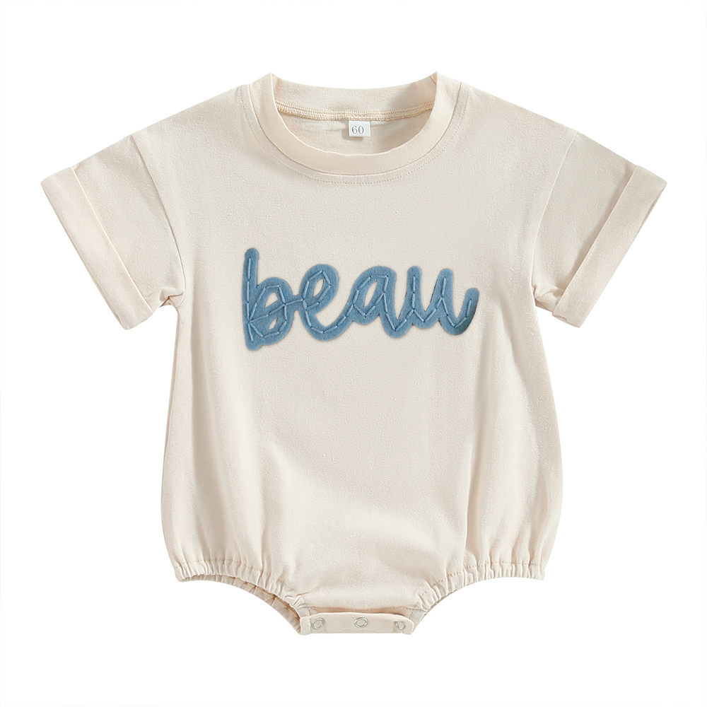 Personalized Baby Hand Embroidered Felt Romper | CWBaby301