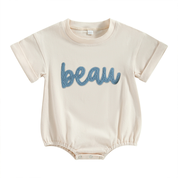 Personalized Baby Hand Embroidered Felt Romper | CWBaby301