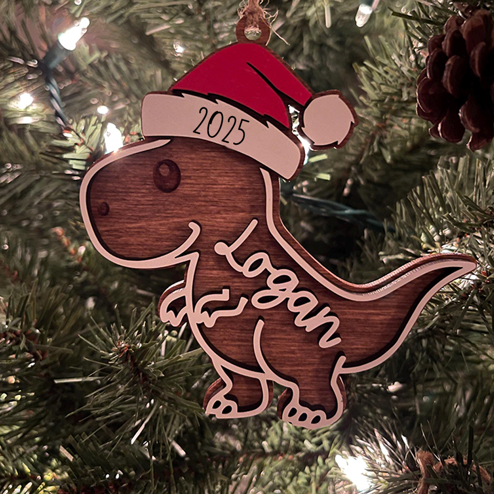 Personalized Christmas Dinosaur Wood Ornaments Decoration | MCGift146