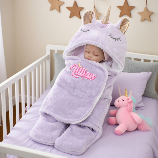 Personalized Baby Unicorn Flannel Super-soft Sleeping Bag | CWBaby307