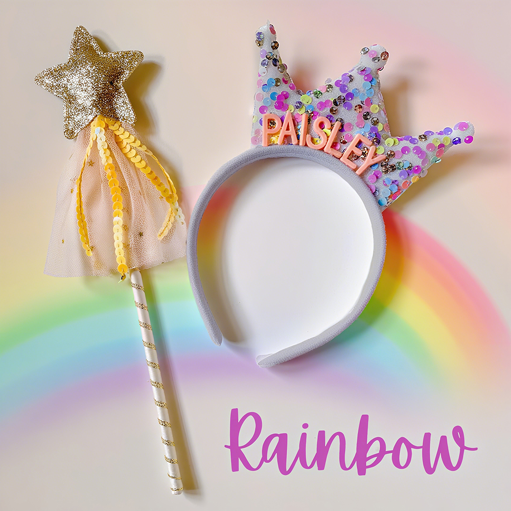 Personalized Girls Party Tiara Headband and Fairy Wand Set | CWToy151