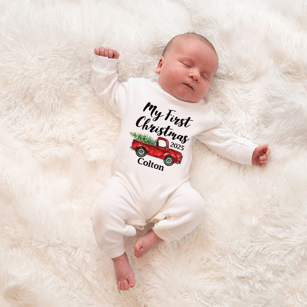 Personalized Baby 1st Christmas Ropmer and Hat Set | MCGift162