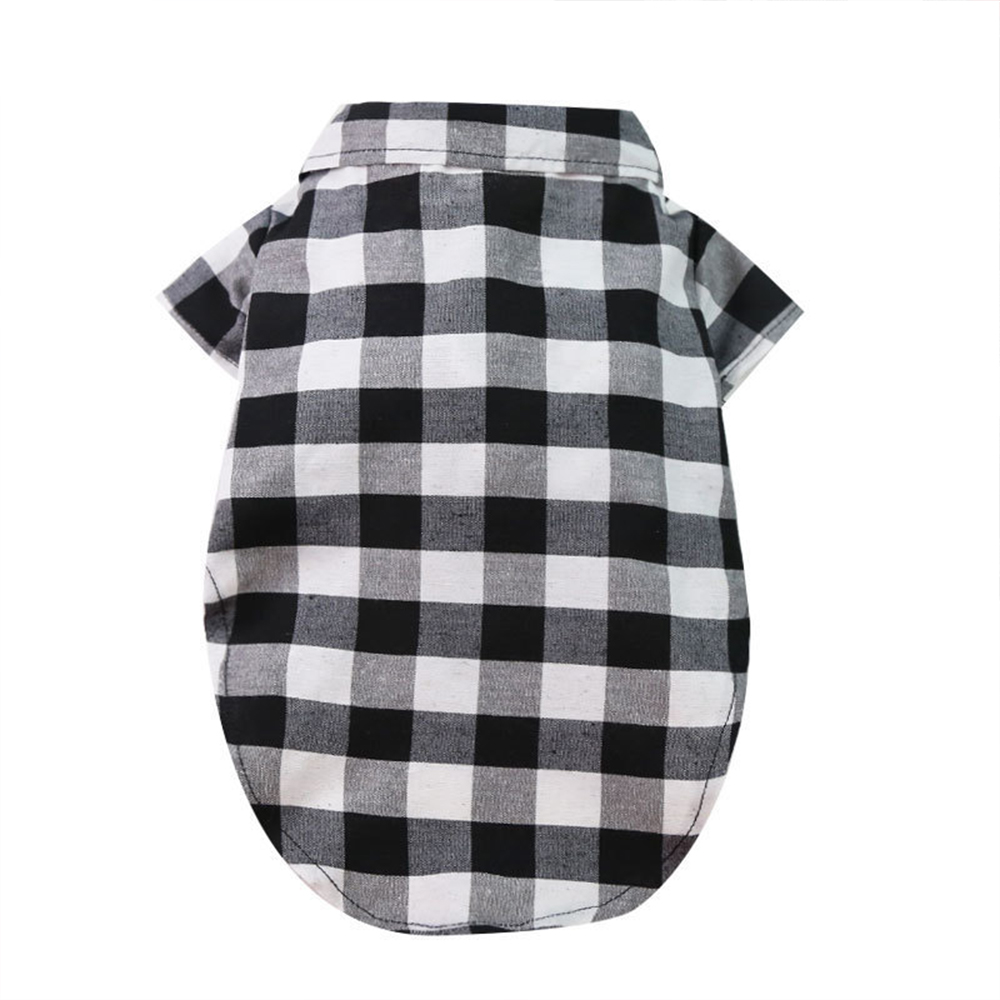 Personalized Pet Leather Patch Grid Patterned Necktie Shirt | BKPet224