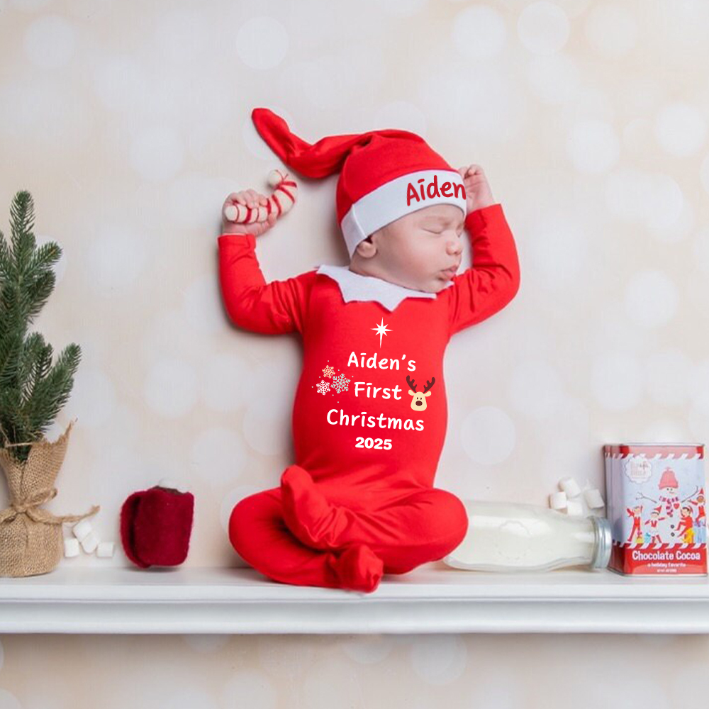 Personalized Christmas Newborn Prop Set Lovely Outfit | MCGift168