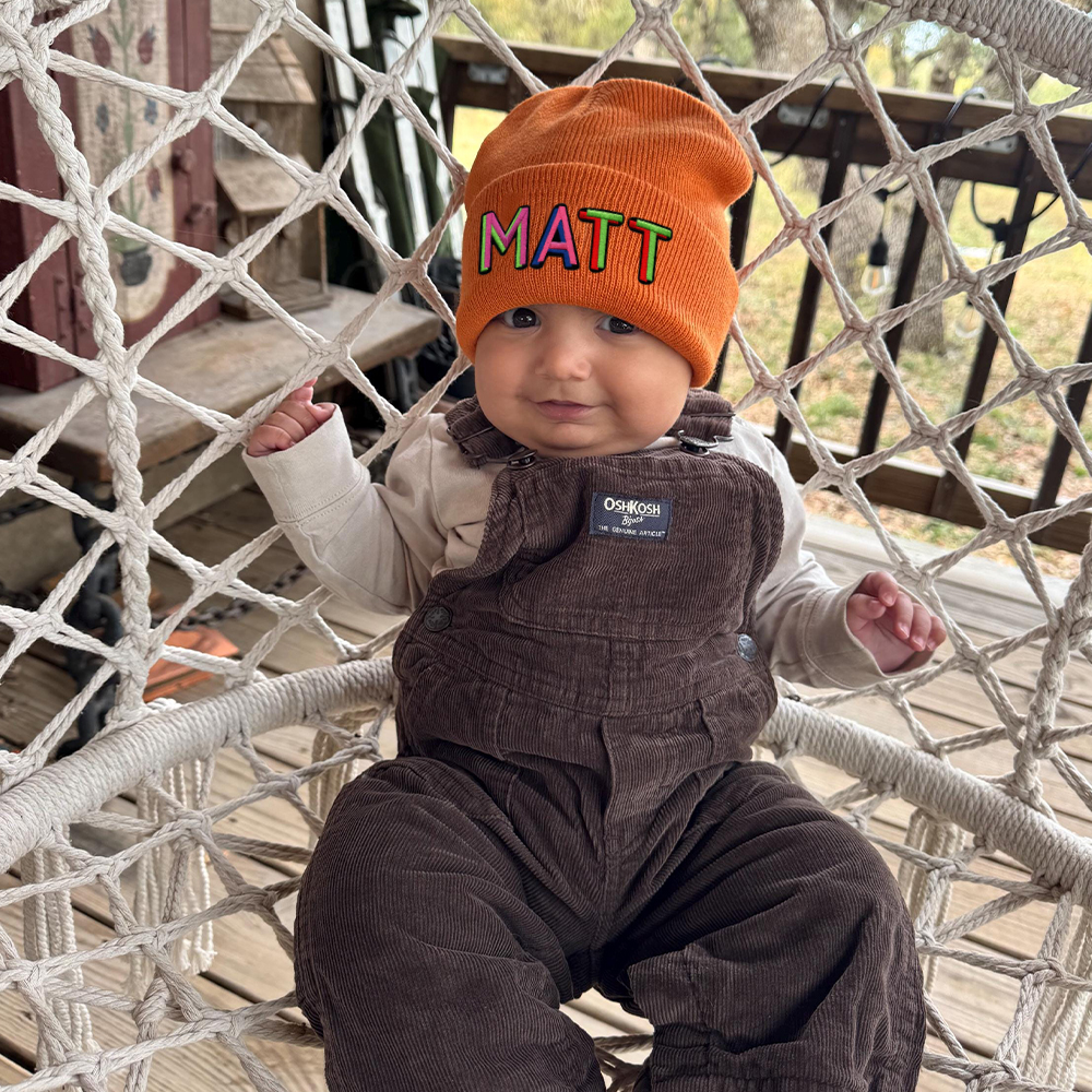 Personalized Colourful Funky Letter Patch Beanies For Kid & Adult | HSKid66