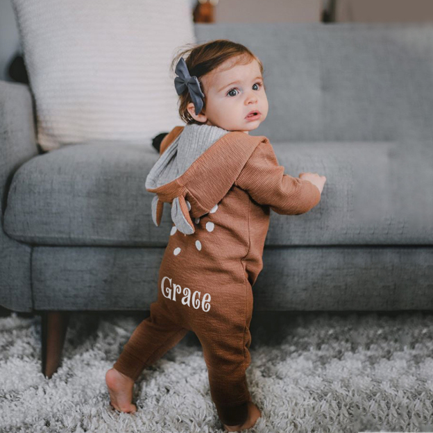 Personalized Baby Cute Bambi Hooded Jumpsuit | CWBaby319