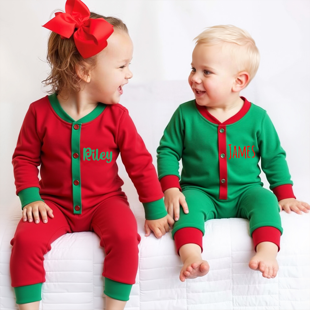 Personalized Embroidery My 1st Christmas Button Down Jumpsuit | MCGift175