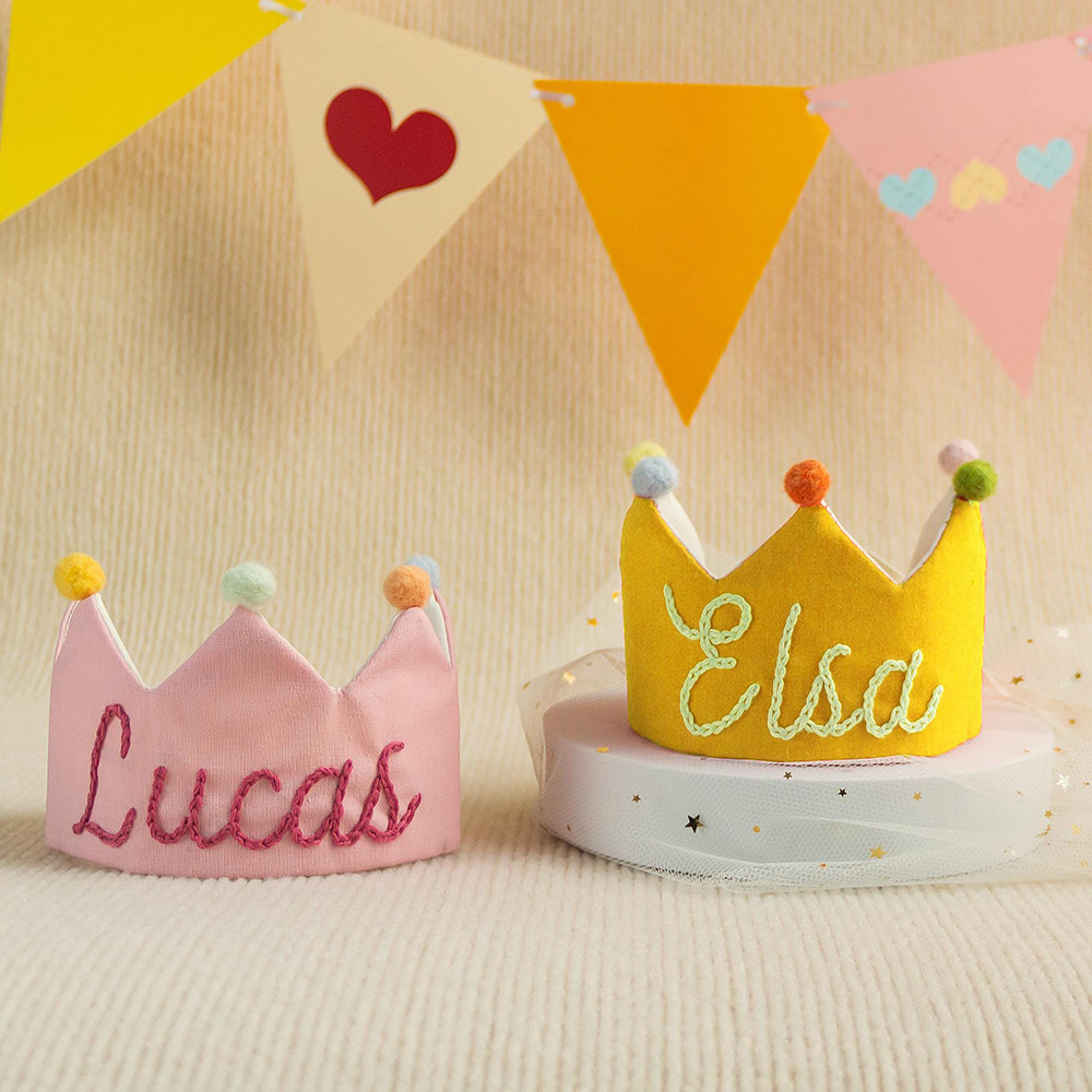 Personalized Hand Embroidered Baby Birthday Party Crown | CWBaby321