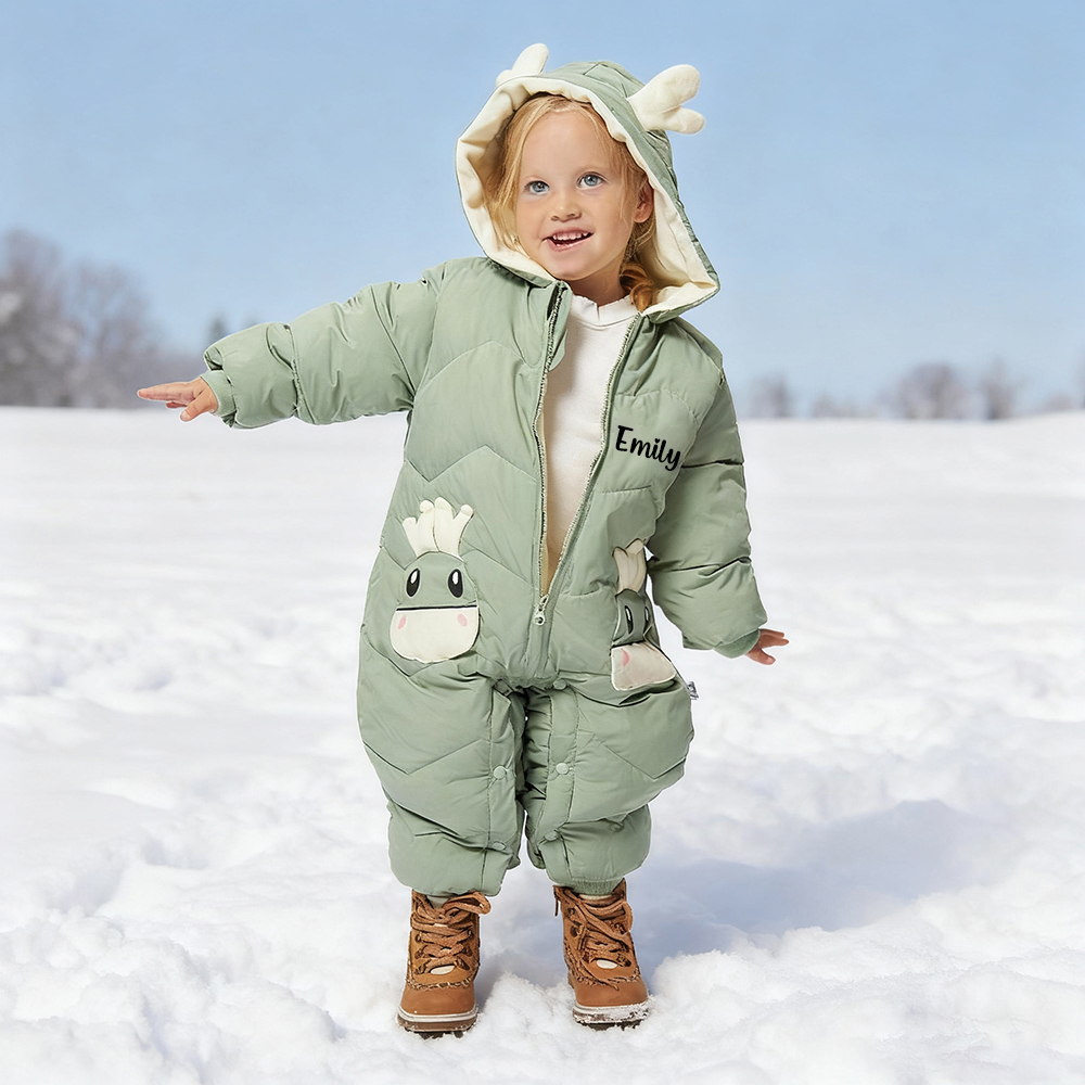 Personalized Baby Antler Lightweight Down Cotton Romper | CWBaby326