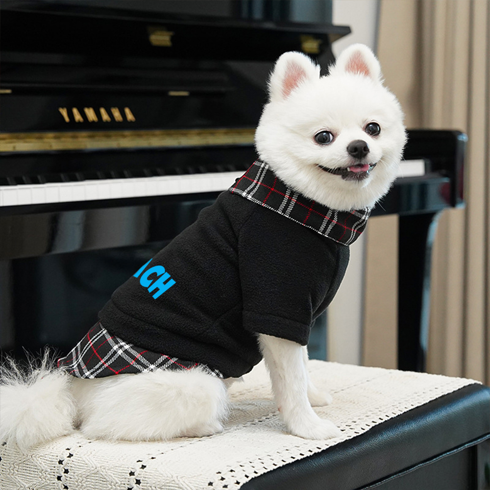 Personalized Pet Grid Collar Fleece Sweatshirt | BKPet244