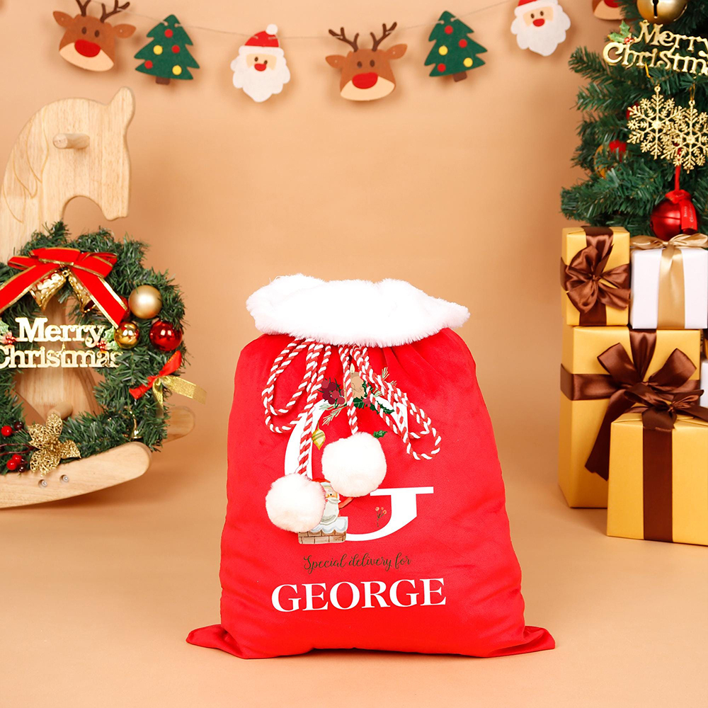 Personalized Christmas Velvet Santa Sack for Gifts | MCGift186
